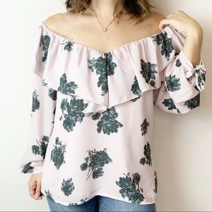 Wayf Floral Off-Shoulder Pink Top